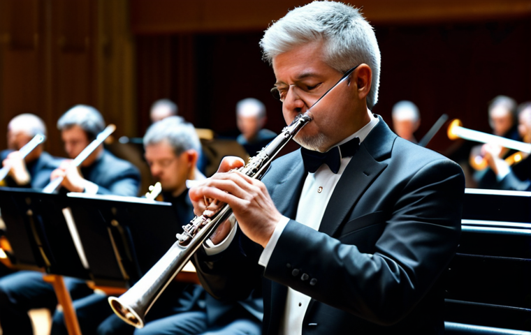 **

A flute player, fully clothed in professional attire, performing a virtuosic passage on a silver flute in a concert hall. The background features a blurred orchestra. Safe for work, appropriate content, perfect anatomy, natural proportions, professional.

**