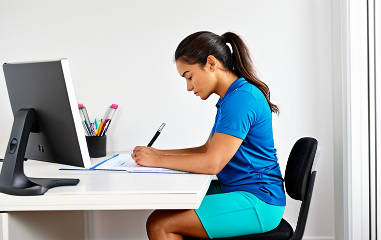 Fitness Planning**

"A woman sitting at a desk, thoughtfully planning her workouts in a paper planner. She's wearing comfortable athletic clothing, fully clothed, appropriate attire, in a bright and organized home office. Safe for work, perfect anatomy, natural proportions, professional photography, bright and airy."

**