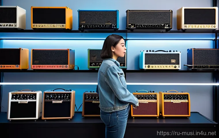 기타 앰프 대여처 - A focused recording session in a state-of-the-art music studio. A male guitarist in his late 20s, dr...