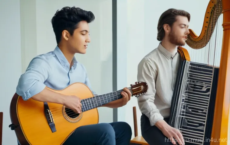 하프와 기타의 차이 - **Prompt for Guitar Image:**
    A dynamic rock guitarist (gender-neutral, e.g., a woman with an edg...